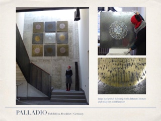 Liquid metal in combination with natural inlays following principles of the Italian mastermind of symmetry in architecture Palladio